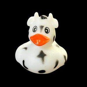 Cow Print White & Black Colored Rubber Duck